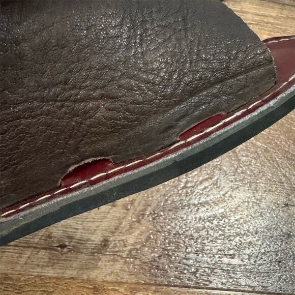 Kino Brown Leather Lace-Up Slip-On Sandals Slides Size 9 Boho Made in Key West - Picture 5 of 11